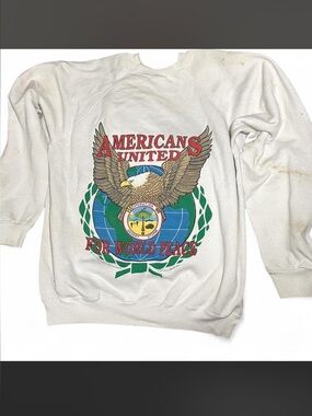 Vintage  Distressed Americans United For World Peace Graphic Sweatshirt 1991
